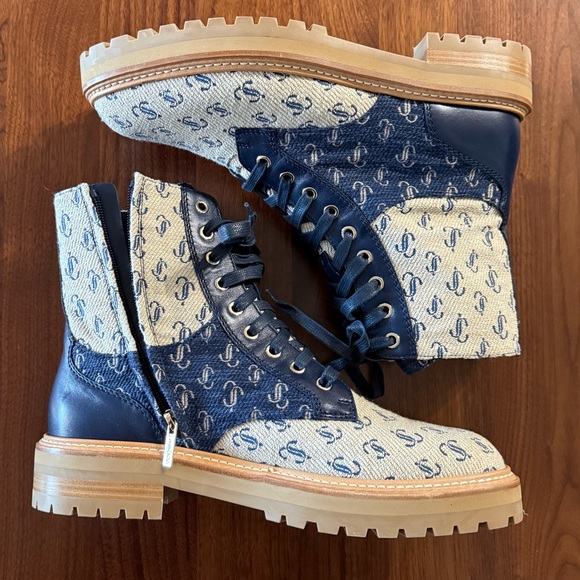 Jimmy Choo Men's Turing Sand Dune Monogram Lace-Up Boots - EU 42/US 9 brand new - Picture 4 of 8